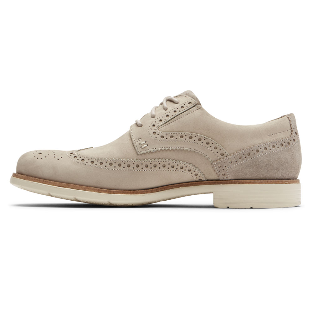 Zapatillas Rockport Hombre Mexico - Total Motion Classic Dress Wingtip Beige - XSFKV8021